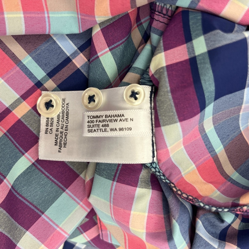 Tommy Bahama Performance Shirt Siesta Key Melbourne Madras Plaid Mens 2X - Picture 12 of 15